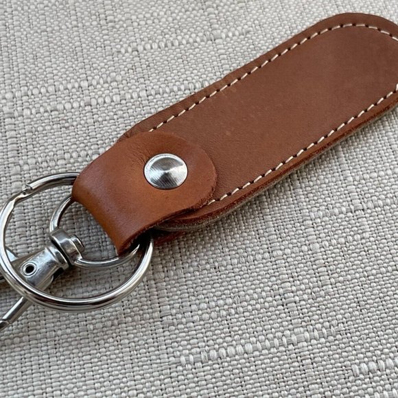 Leather Keychain Brown/Tan Keys Holder Double Sided Key chains Handmade - Picture 8 of 8